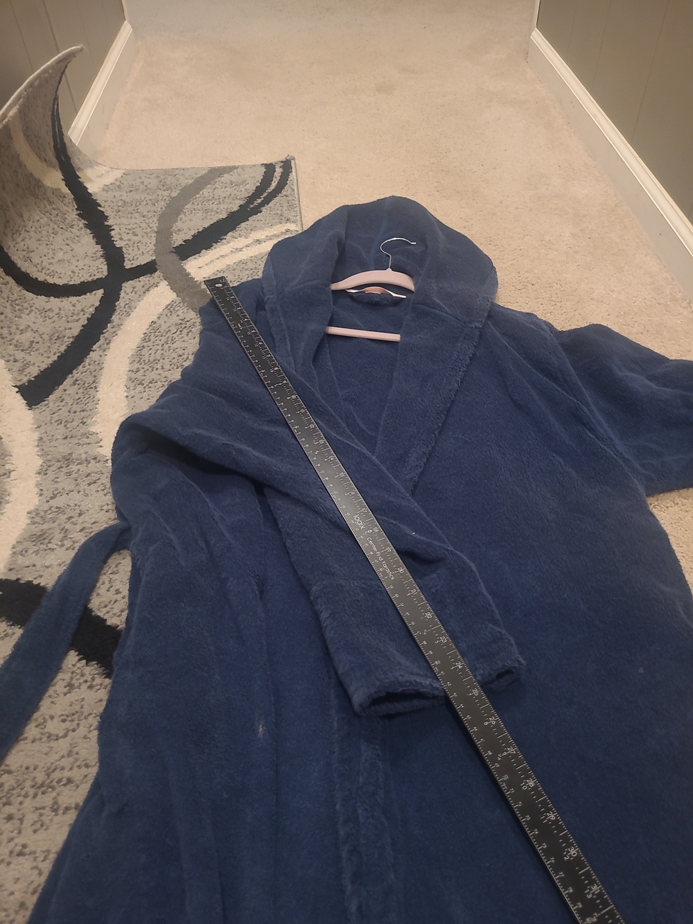 Y2K Victoria’s Secret Navy Blue Long Thick Turkish Terry Cloth Tie Robe M/L - Picture 11 of 12